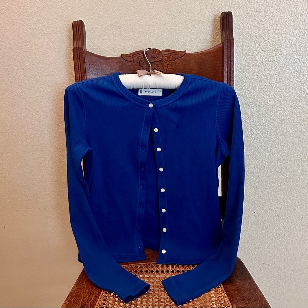 NWOT Everlane Blue Organic Cotton Cardigan